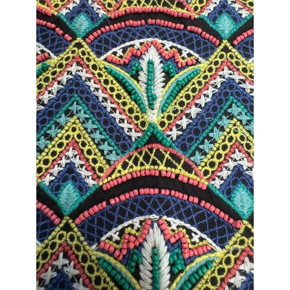 EUC Anthropologie Ollari Women's S Beaded Geometric Mini Skirt Multicolor - Picture 4 of 6